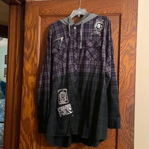 Haunted Mansion Plaid Button Hoodie